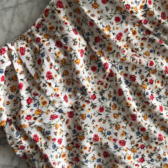 Flounce Floral Open Shoulder Mini Dress - Picture 2 of 5